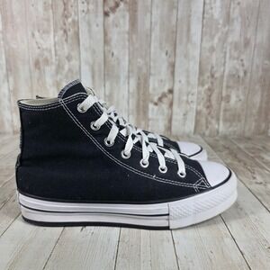 Converse Platform‎ High Top Sneakers Black Canvas Shoes Women's Size 4
